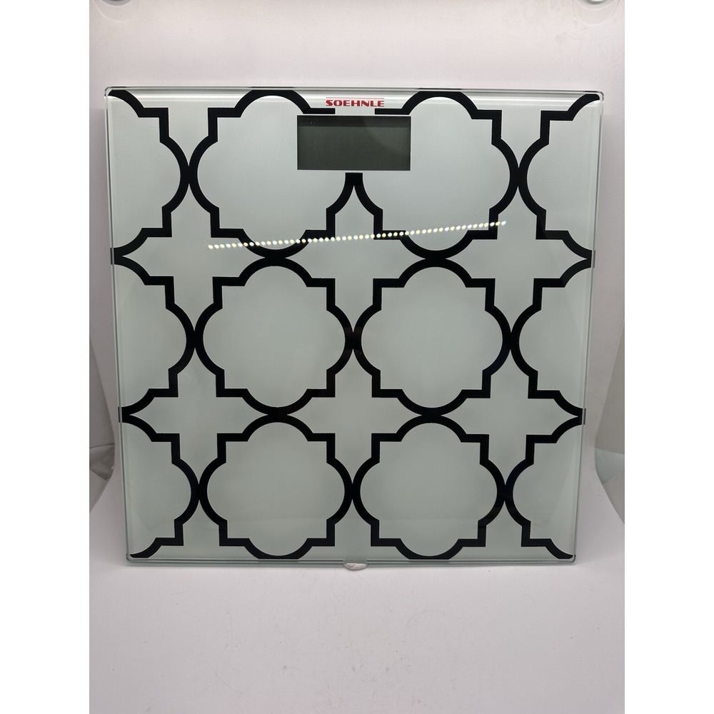 Soehnle Designer Digital Bathroom Scale 63822‎ Glass Quatrefoil Pattern 330lb